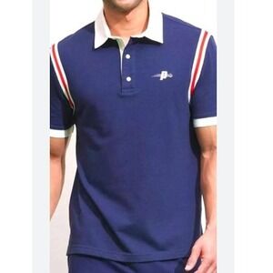 Prince Pickleball Polo Shirt Mens Small Navy‎ Red Striped Sport Athletic New